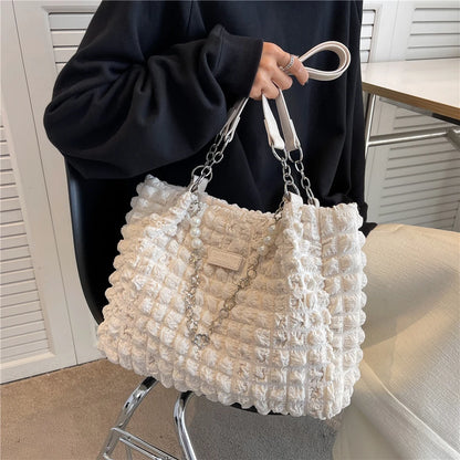 Pleated Bubble Tote Shoulder Bags