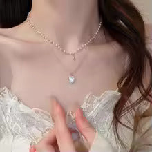Duet Pearl & Heart Necklace