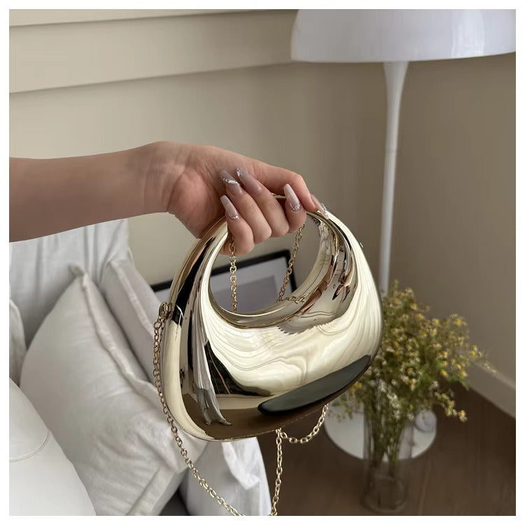 Metallic Half Moon Acrylic Handbags fashionnsio