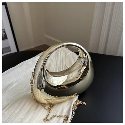 Metallic Half Moon Acrylic Handbags fashionnsio