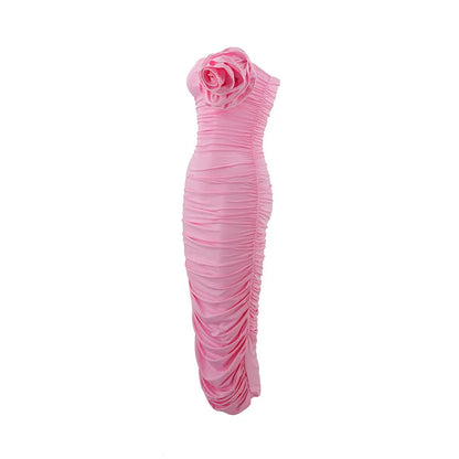 Barbie Flower Pleated Tube Dress