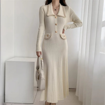 Korean Button Knit Dress