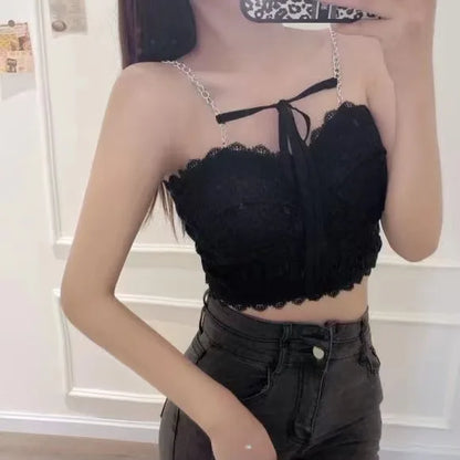 Lace Bow Chain Crop Top