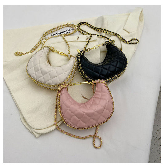 Half Moon Chain Sling Bags fashionnsio