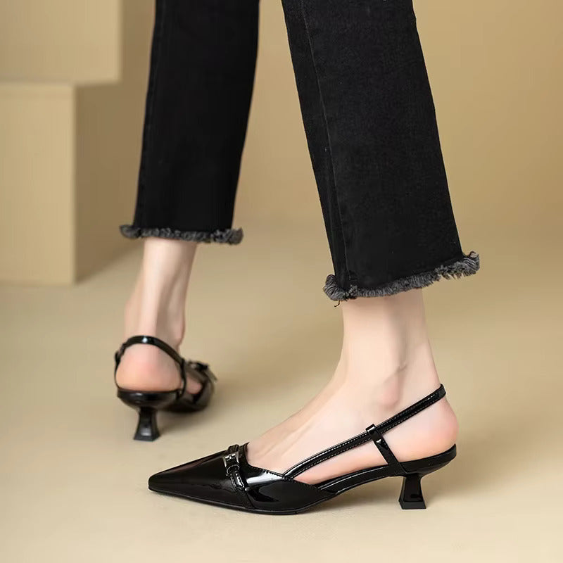 Pointed Toe Buckle Strap Heels