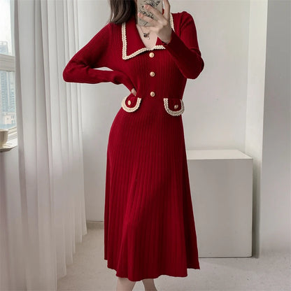 Korean Button Knit Dress