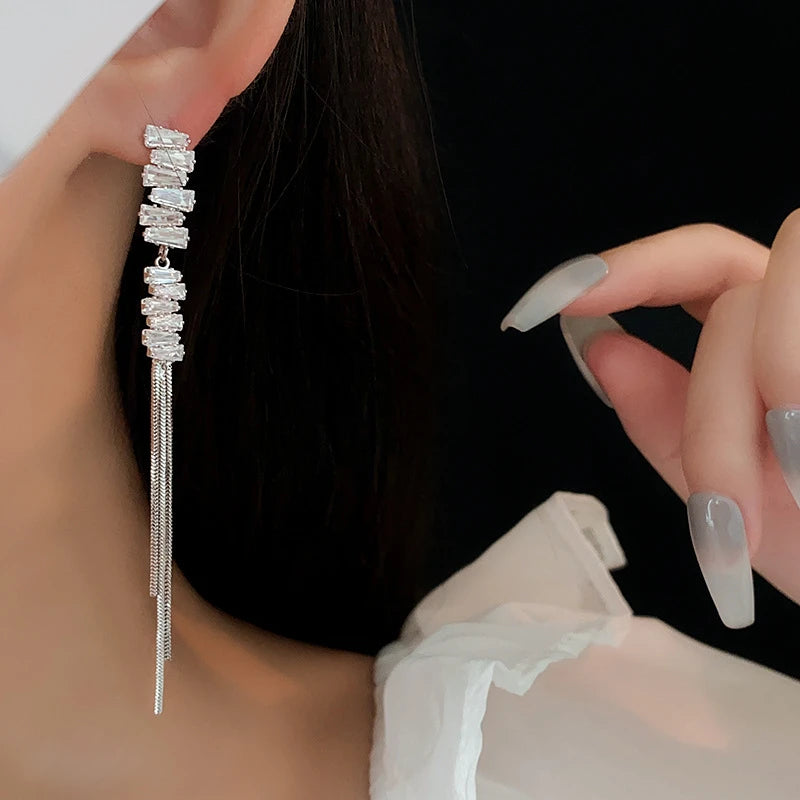 Diamond Korean Long Tassel Earrings fashionnsio