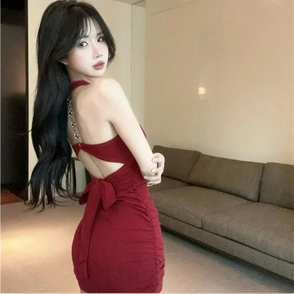 Chain Strap Bodycon Mini Dress - Fashionnsio