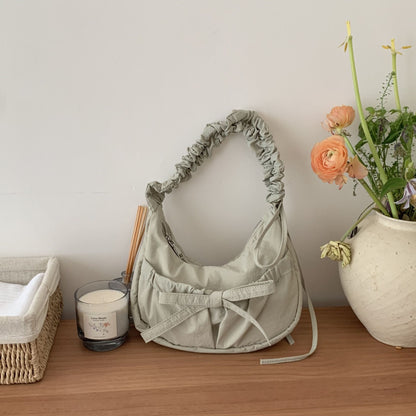 Bow Drawstring Pleated Shoulder Bags