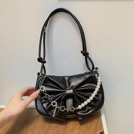 Bow Pearl Chain Shoulder Bags fashionnsio