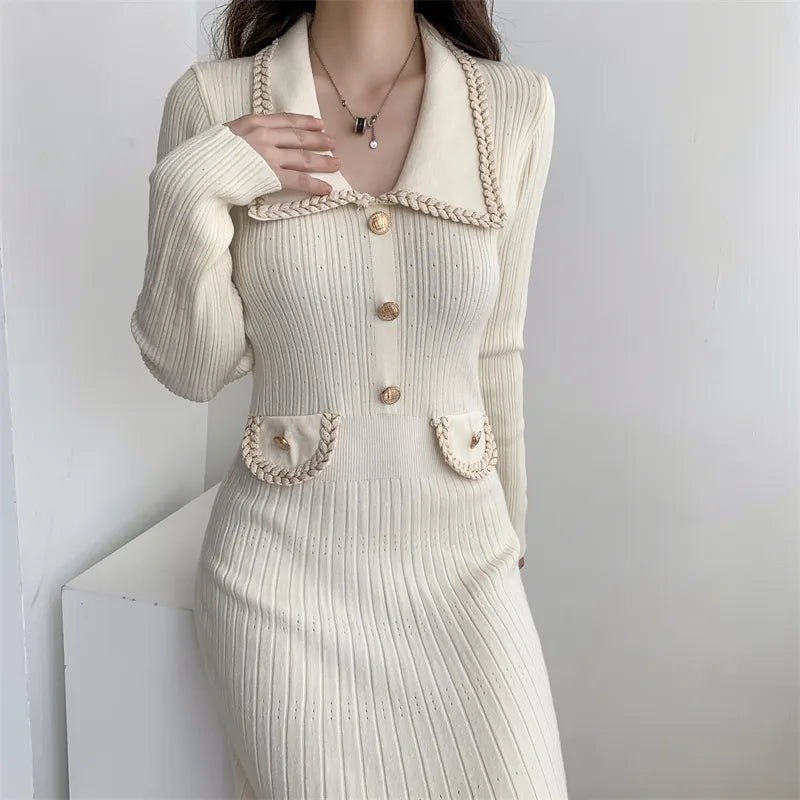 Korean Button Knit Dress