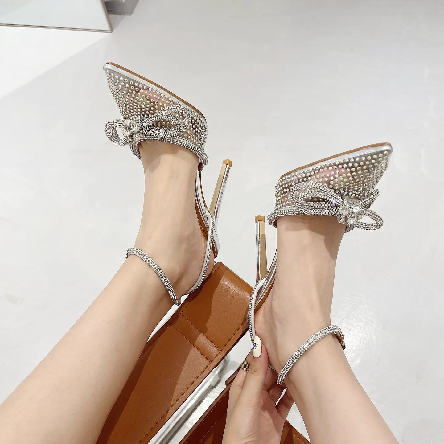 Bow-knot Crystal High Heels