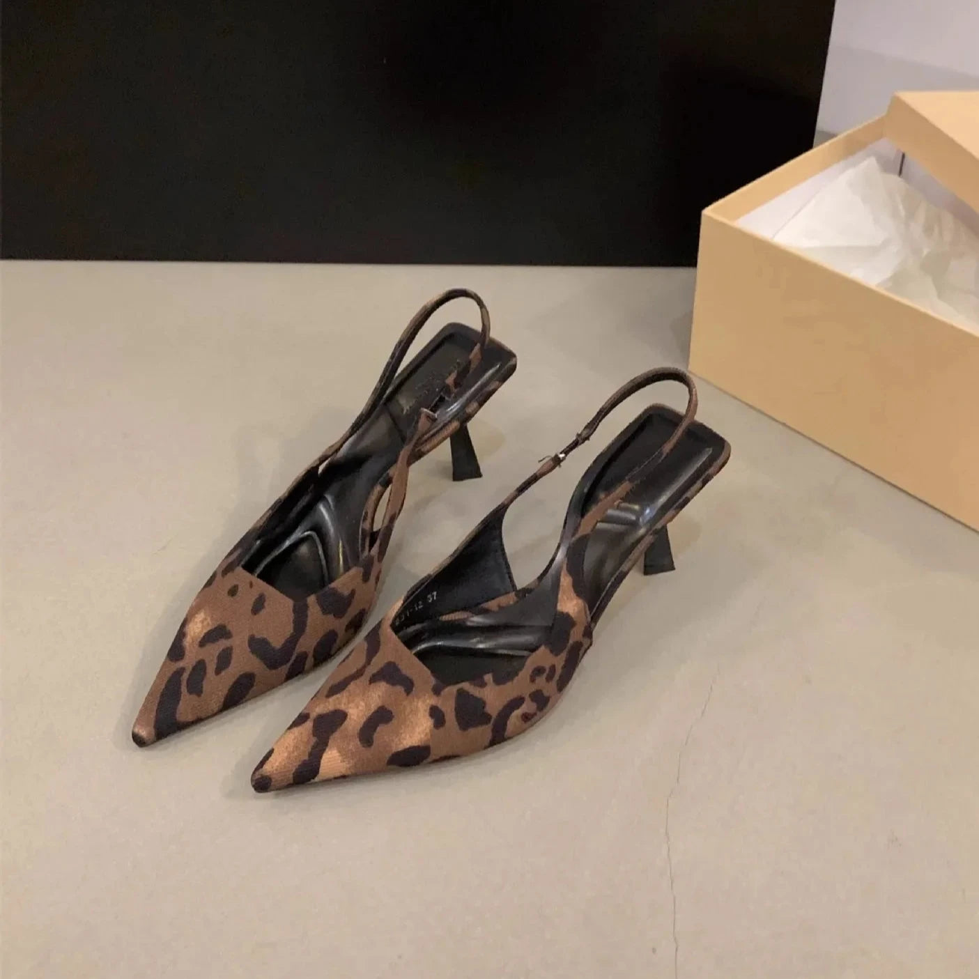 Leopard-print Strap Pointed Heels