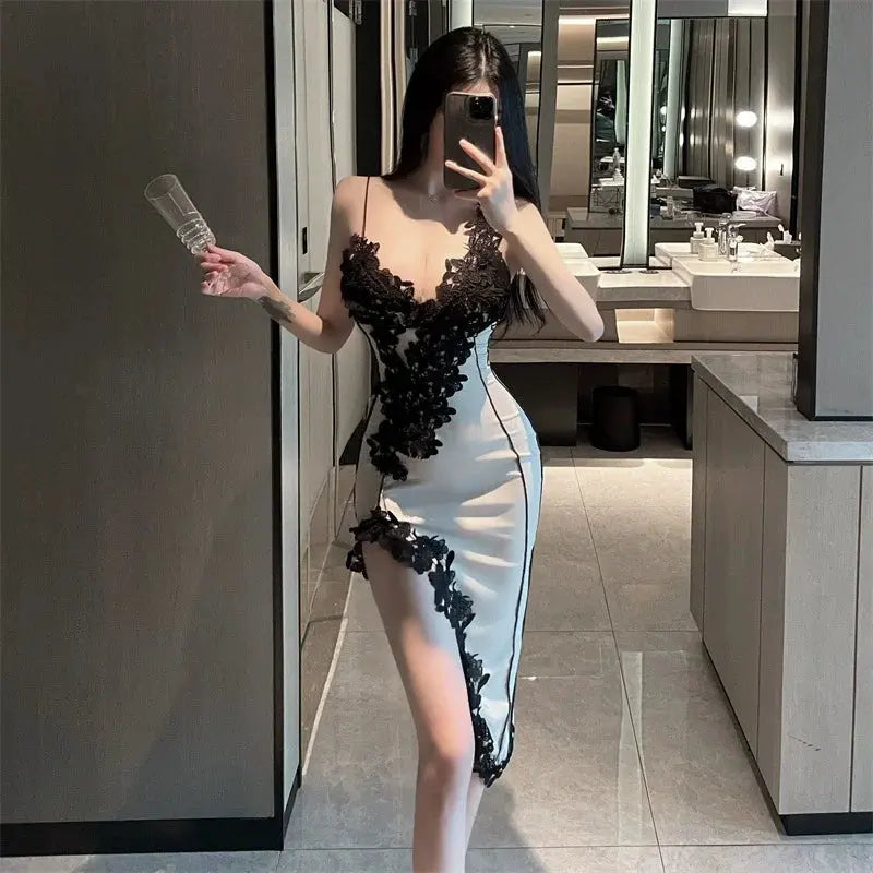 Bodycon Dress - Floral Lace Bodycon Slit Dress Fashionnsio Bodycon Dress - Floral Lace Bodycon Slit Dress Fashionnsio