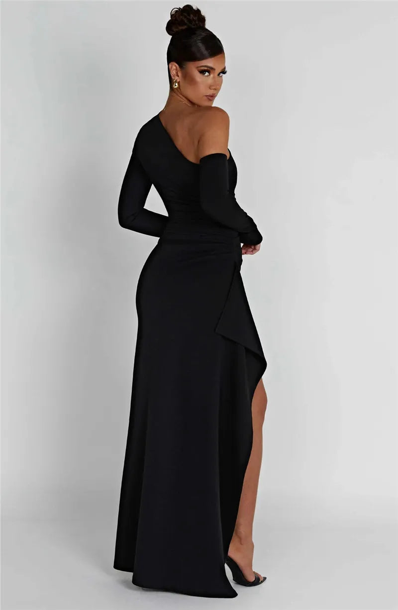 One-shoulder Bodycon Slit Dress