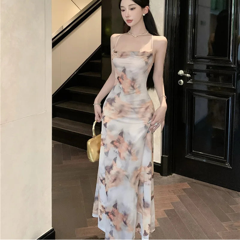 Butterfly Pattern Maxi Dress - Fashionnsio