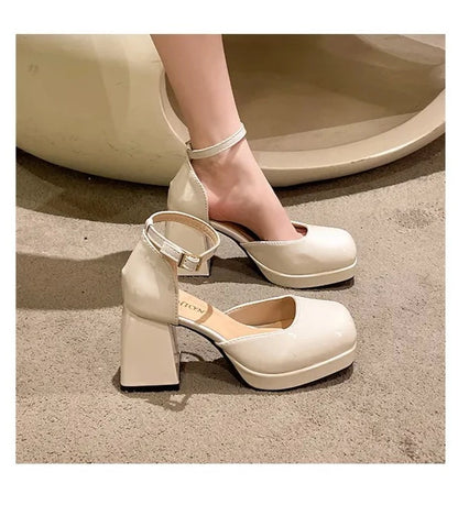 Mary jane thick platform heel