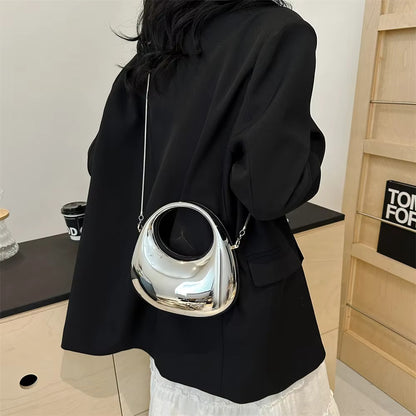 Metallic Half Moon Acrylic Handbags fashionnsio