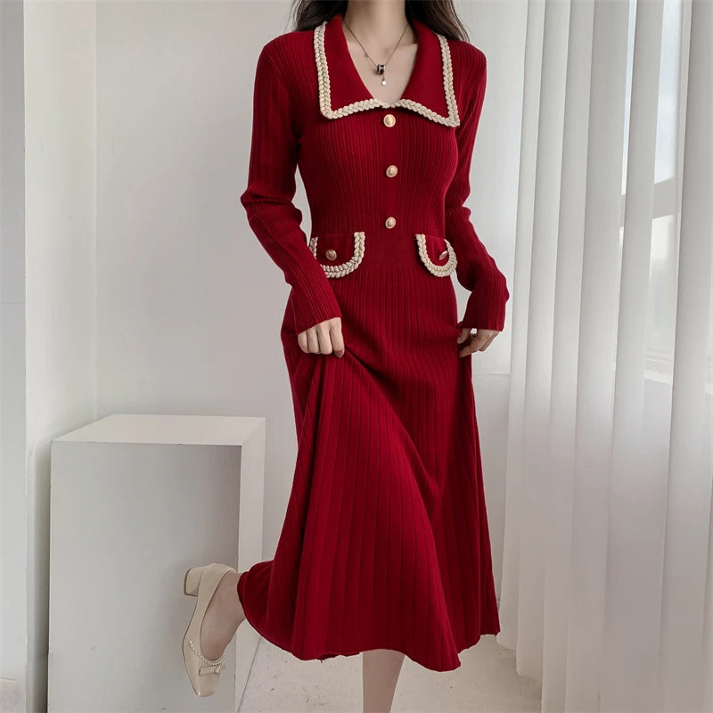 Korean Button Knit Dress