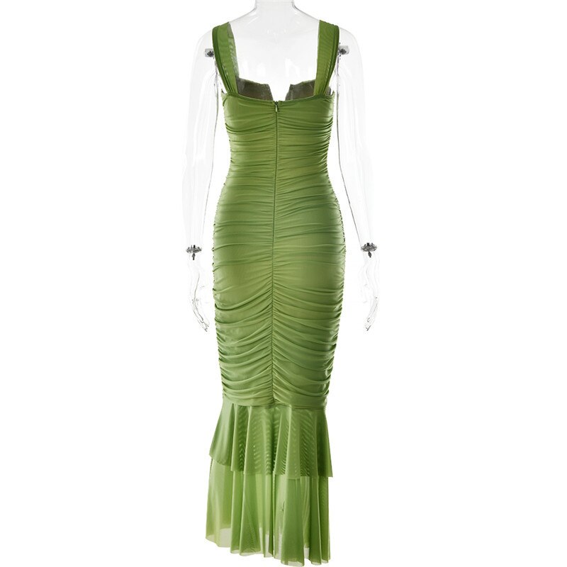 Pleated Fishtail Dress