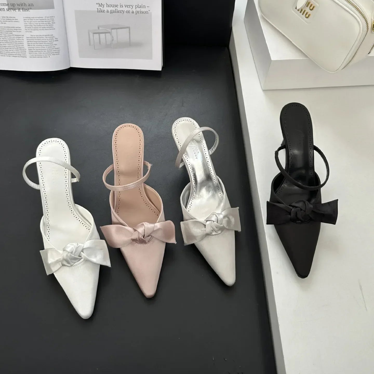 Elegant Bow Pointed Heels - Fashionnsio