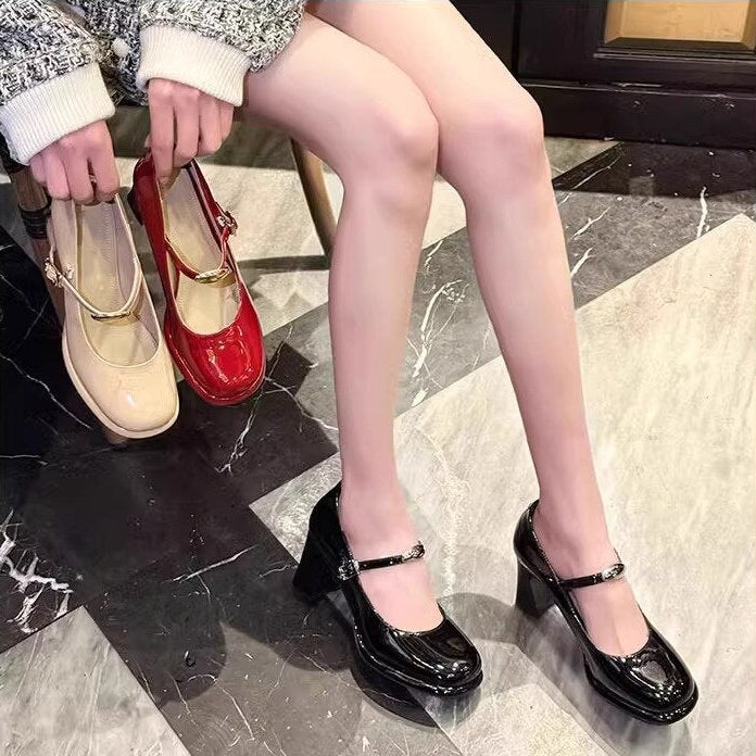 Buckle Patent Mary Jane Heels - Fashionnsio