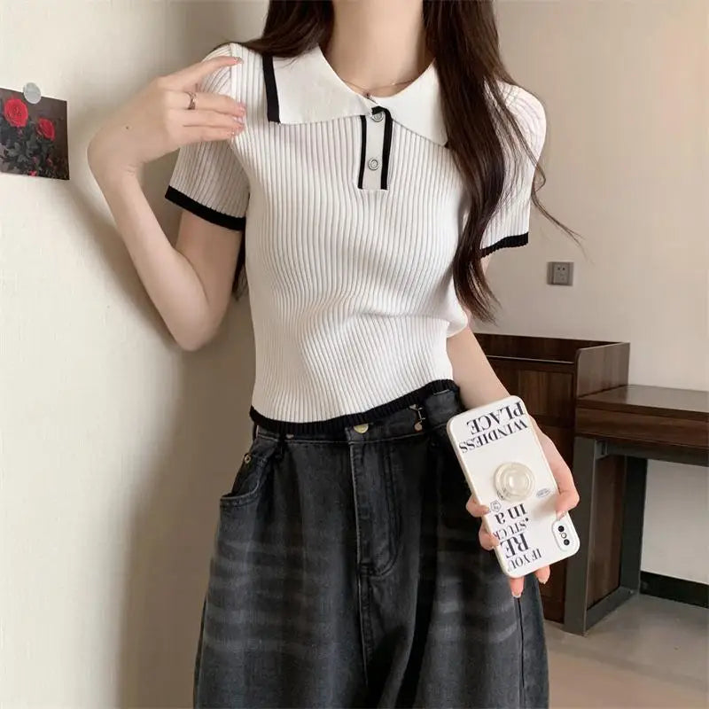 Korean Knitted T-shirt Top