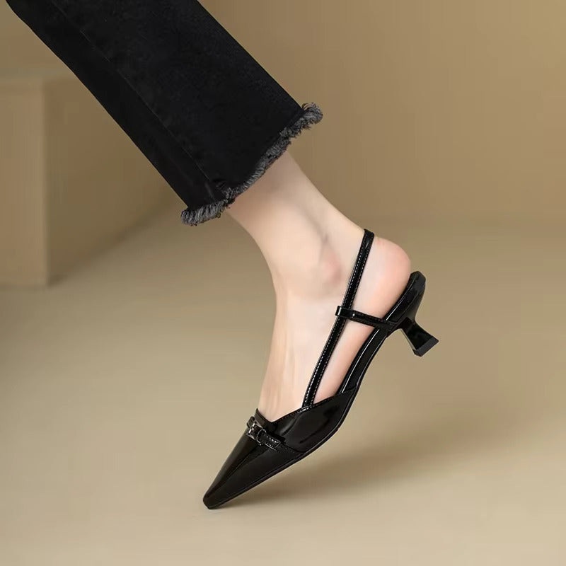 Pointed Toe Buckle Strap Heels