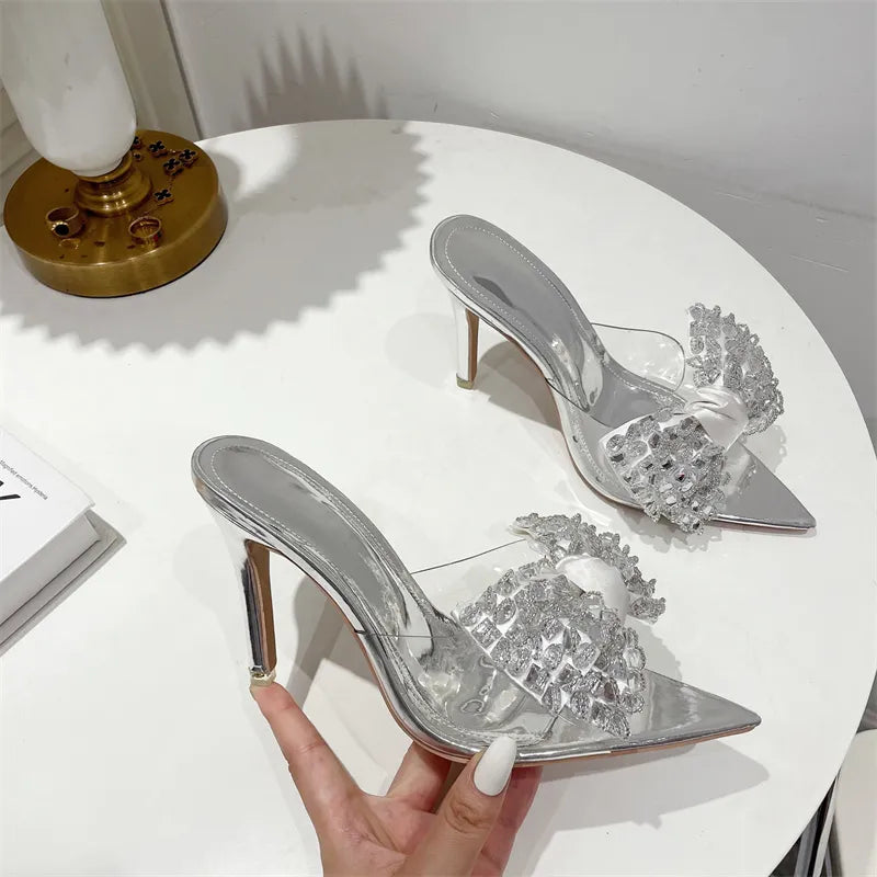 Crystal Bowknot PVC Transparent Heels