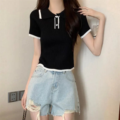 Korean Knitted T-shirt Top