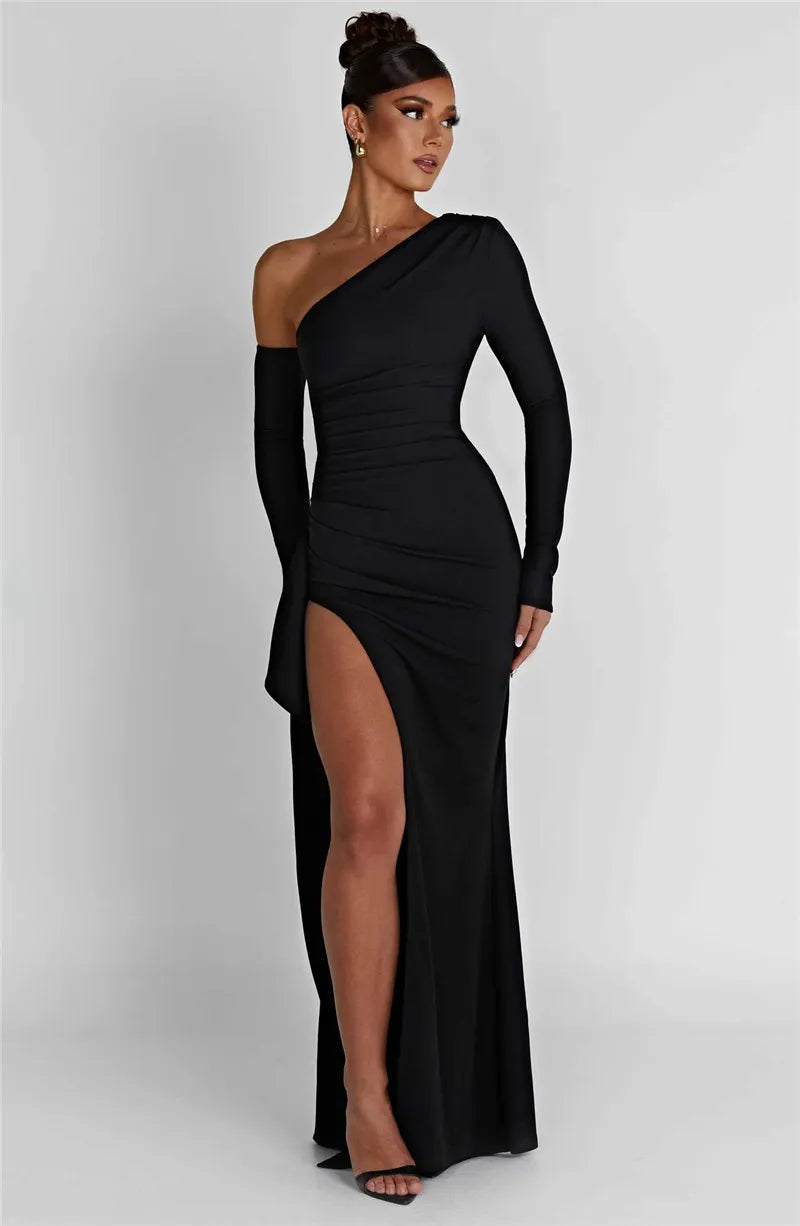 One-shoulder Bodycon Slit Dress