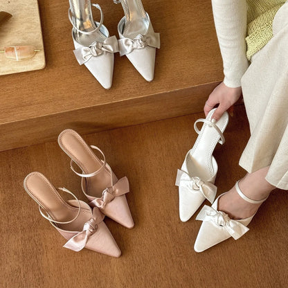 Elegant Bow Pointed Heels - Fashionnsio