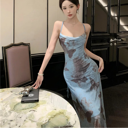 Butterfly Pattern Maxi Dress - Fashionnsio