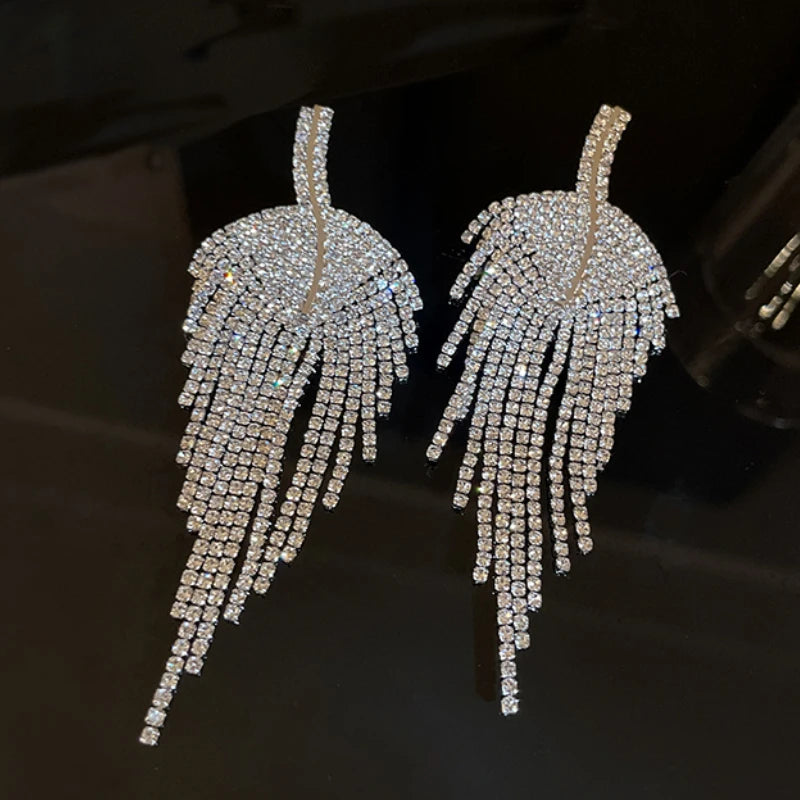 Diamond Leaf Tassel Earrings fashionnsio