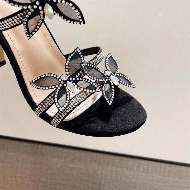 Butterfly Rhinestone Snake Wrapped Heels