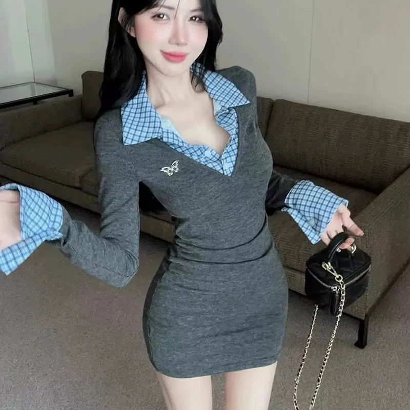 Fake Two-piece Bodycon Dress - Fashionnsio