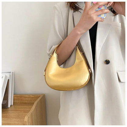 Crescent Glossy Texture Shoulder Bags