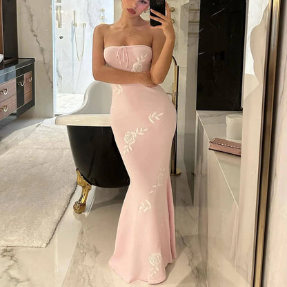 Rose Knitted Bodycon Long Dress