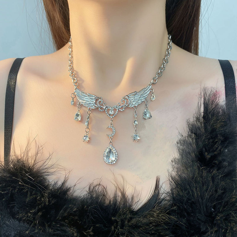 Wings Waterdrop Heart Necklace - Fashionnsio