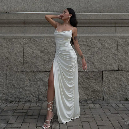 Sexy Pleated Slit Dress