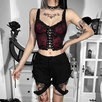 Lace Up Printed Corset Top