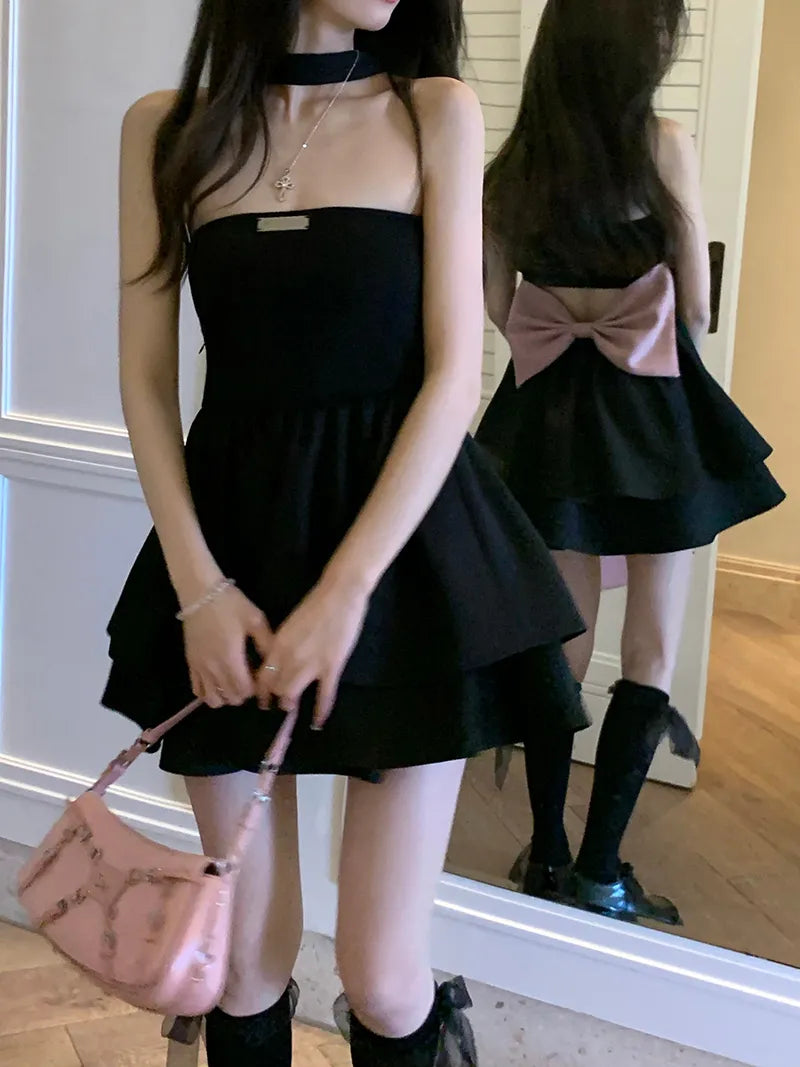 Bow Black Mini Dress