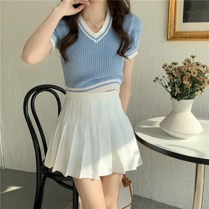 Knitted V-neck Crop Top fashionnsio