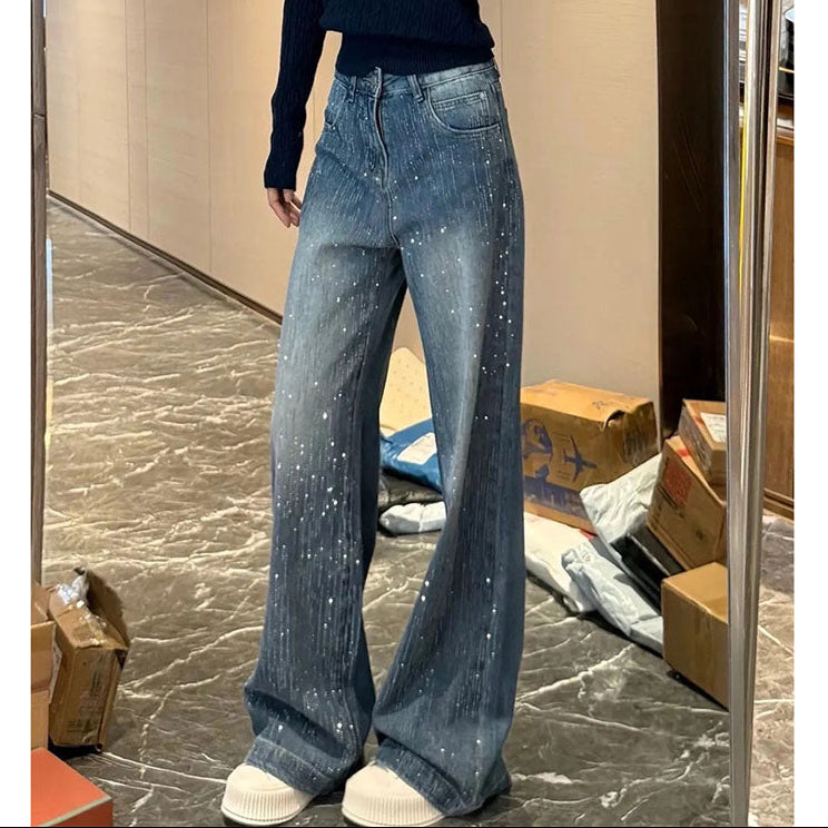 Y2K Loose Rhinestone Jeans - Fashionnsio