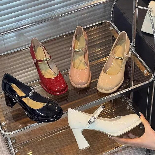 Buckle Patent Mary Jane Heels - Fashionnsio