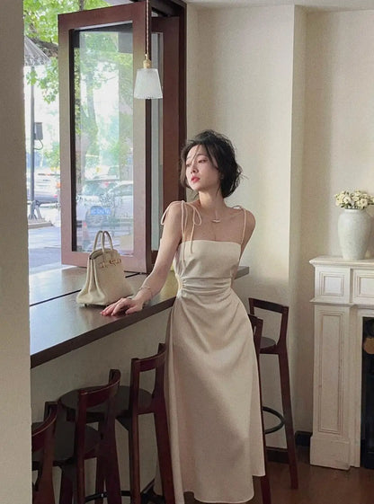 Korean Satin Strap Dress