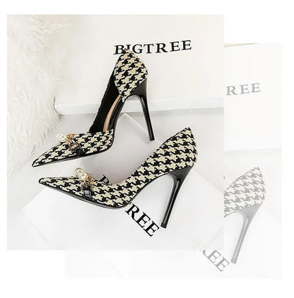 Pearl Checkered Grains Heels