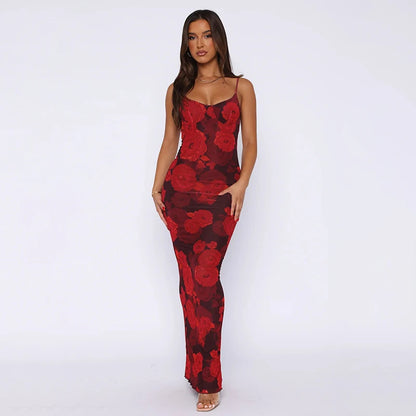 Floral Print Bodycon Maxi Dress