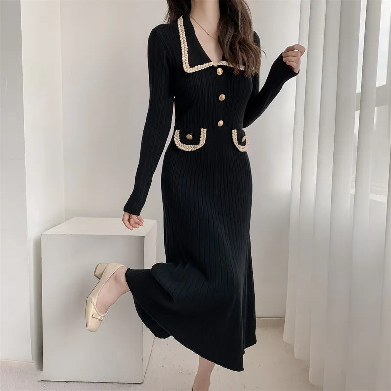 Korean Button Knit Dress