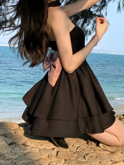 Bow Black Mini Dress